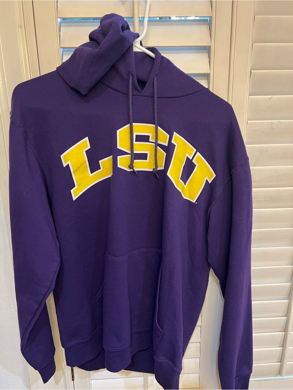 Purple LSU Pullover Hoodie with Yellow Lettering